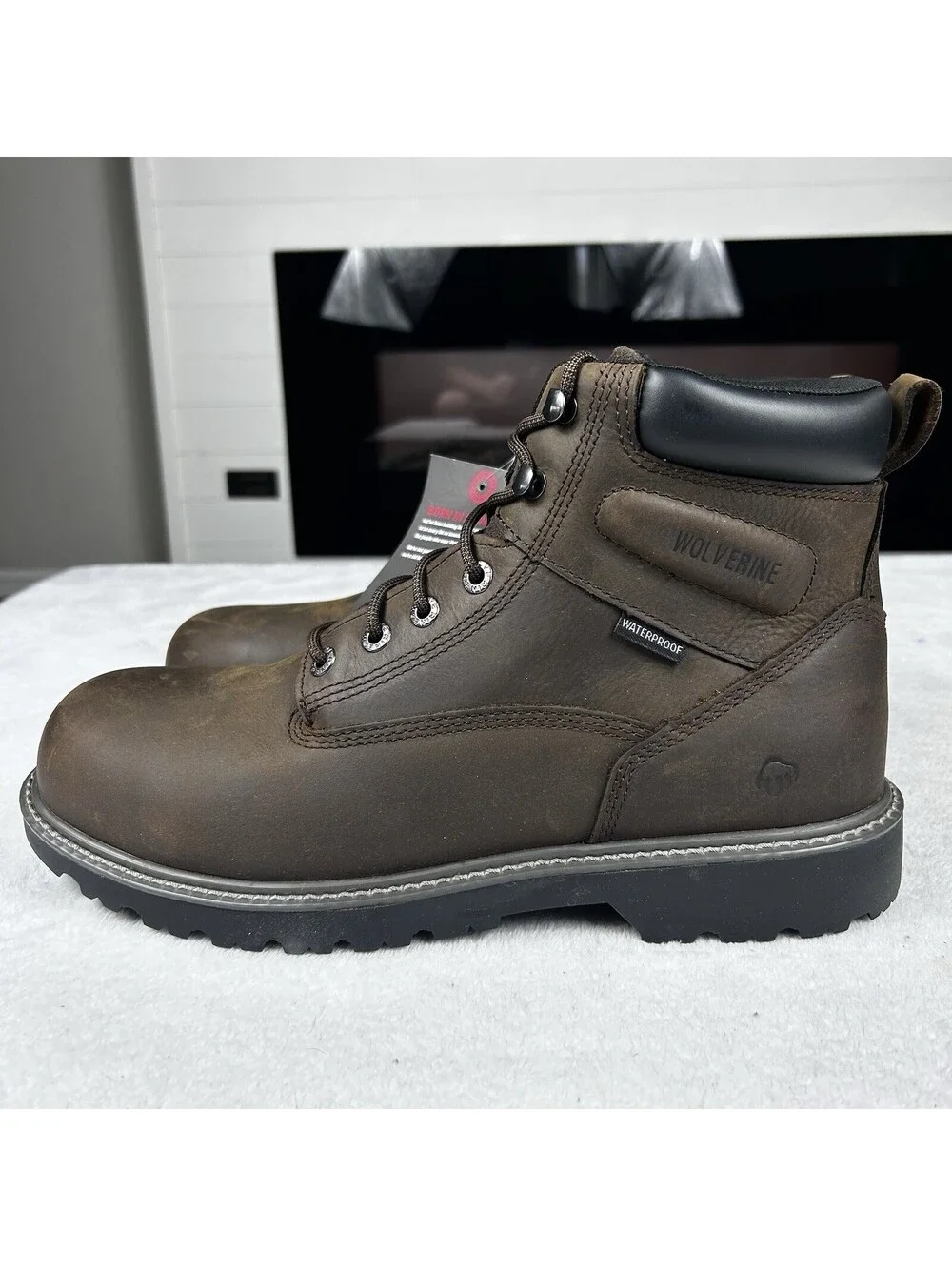 WOLVERINE Men’s Floorhand Waterproof Steel Toe Boots Size 8 Dark Brown New